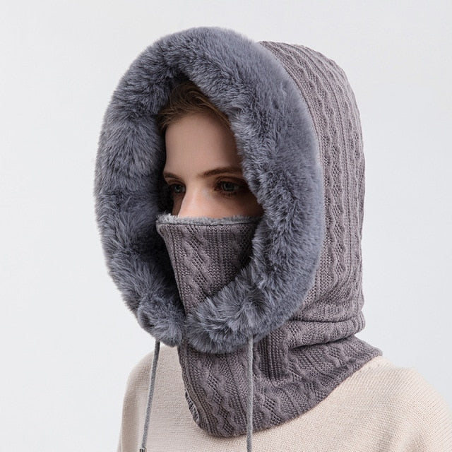 Winter Hooded Warm Thick Mask Hat - Image 3