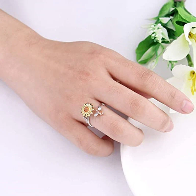 Elegant Sunflower Sunshine Rotating Ring - Image 2