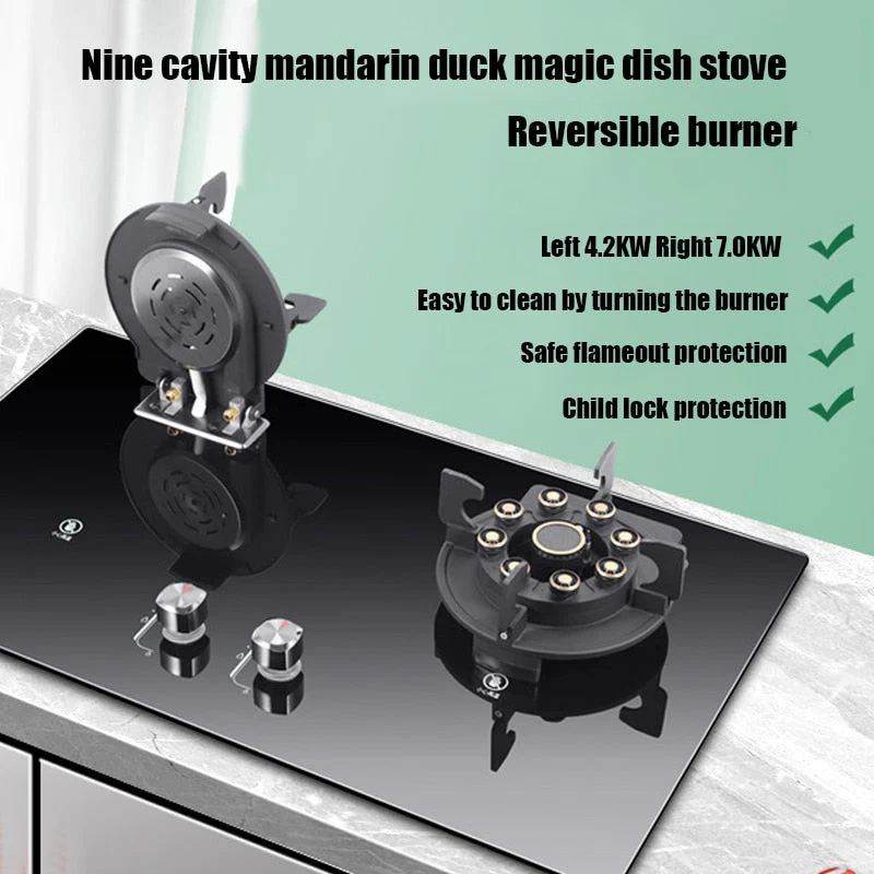 Magic Stainless Steel Liftable Double Gas Stove - Image 2