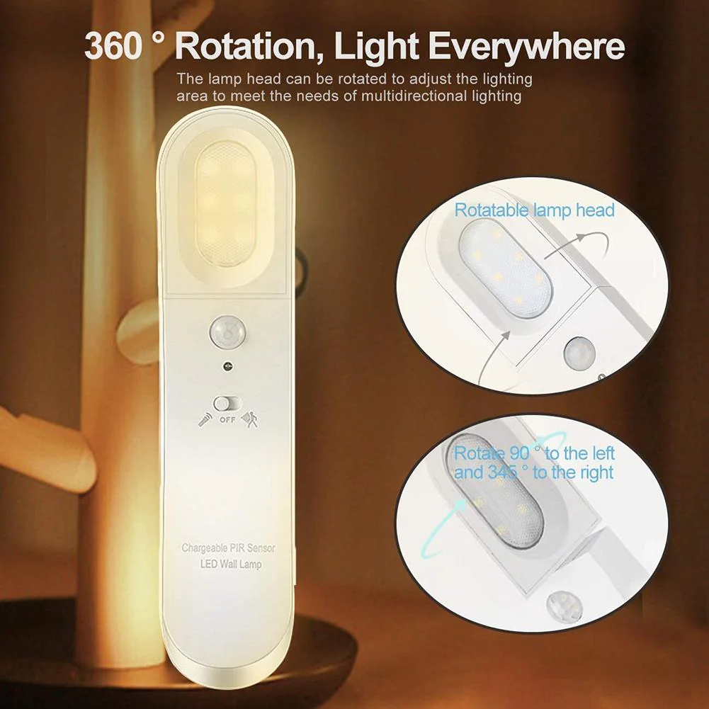 Motion Sensor Rotatable LED Wall Lamp - Image 2