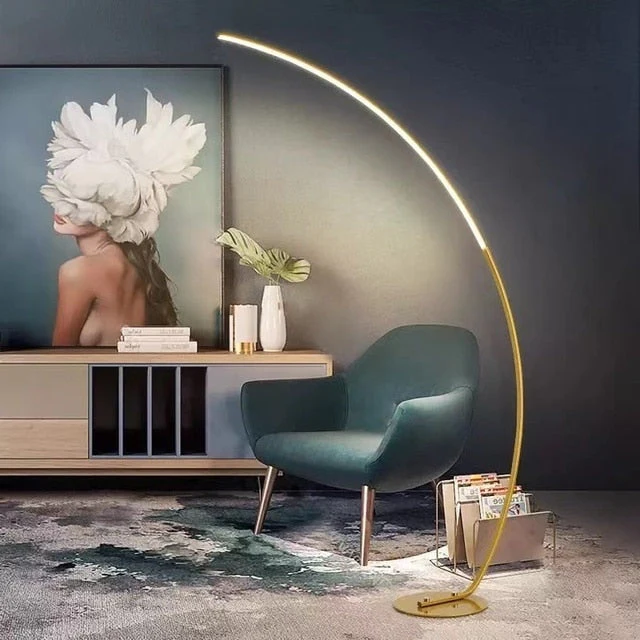 Elegant Curved LED Corner Floor Lamp - Image 1