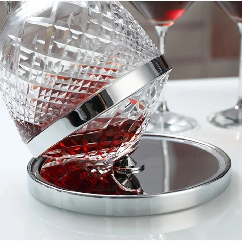 Elegant Crystal Spinning Glass Wine Decanter - Image 3