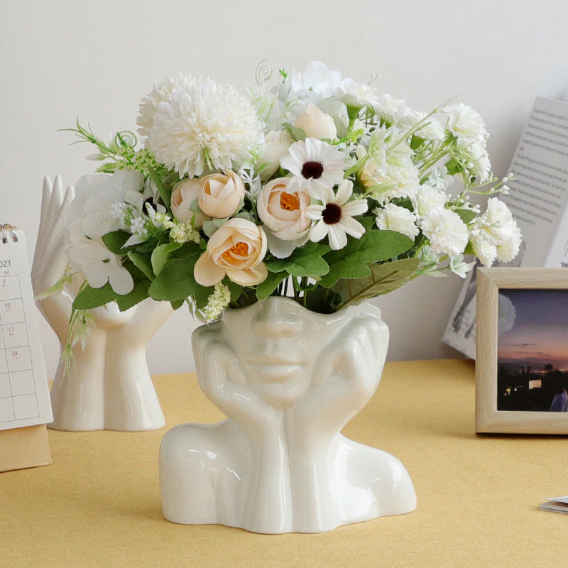 Ceramic Abstract  Human Face Flower Vase - Image 2