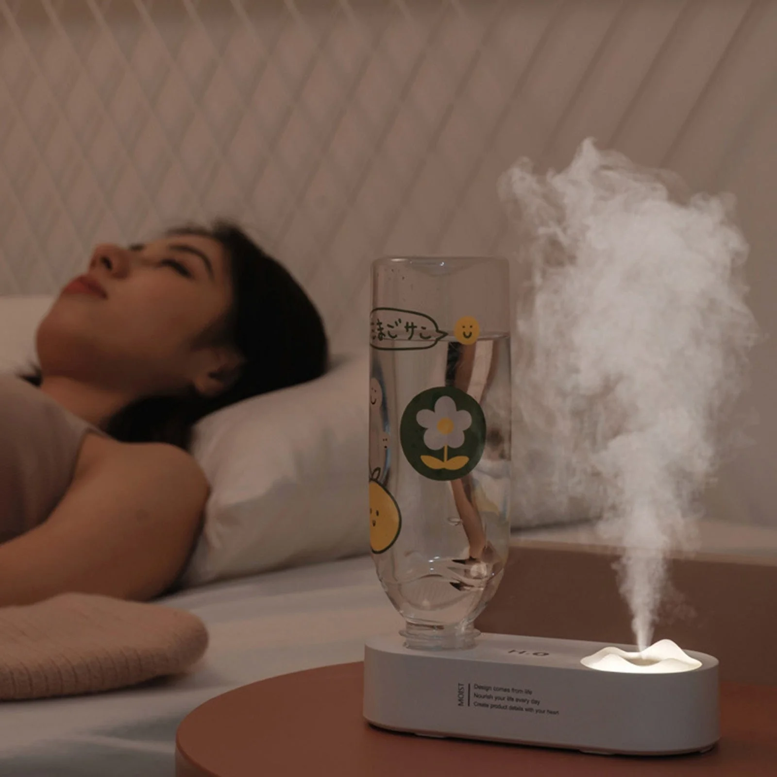 Elegant Water Bottle Humidifier Night Lamp - Image 1