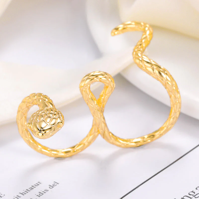 Snake Shape Resizable Two Finger Ring - Image 3