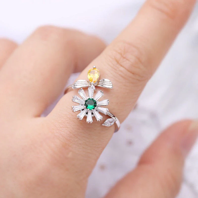 Elegant Sunflower Sunshine Rotating Ring - Image 3