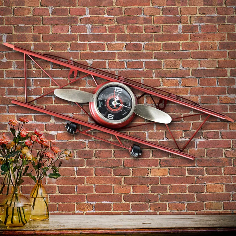 Creative Retro Aircraft Wall Clock - Image 1