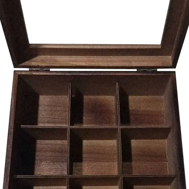 Large Grid Caddy Wood Tea Storage box - Image 3
