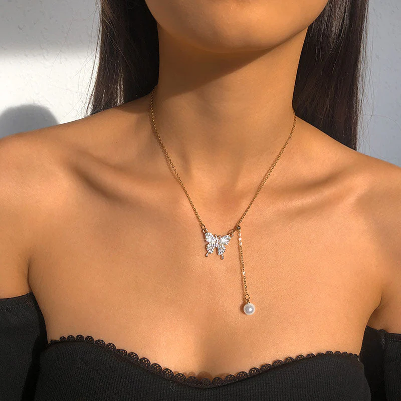 Butterfly Pendant Zircon Necklace - Image 2