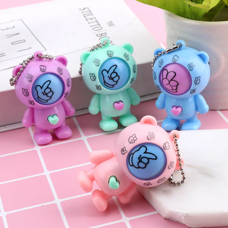 Rock Paper Scissors Bear Toy Keychain - Image 1