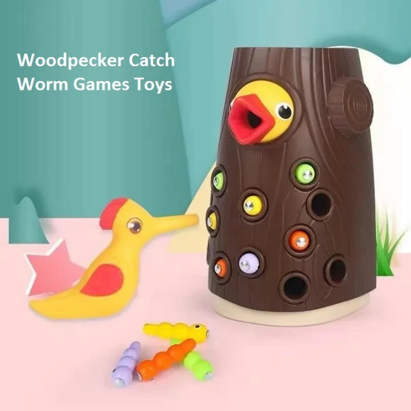 Magnetic Worm Catching Woodpecker Kids Toy - Image 2