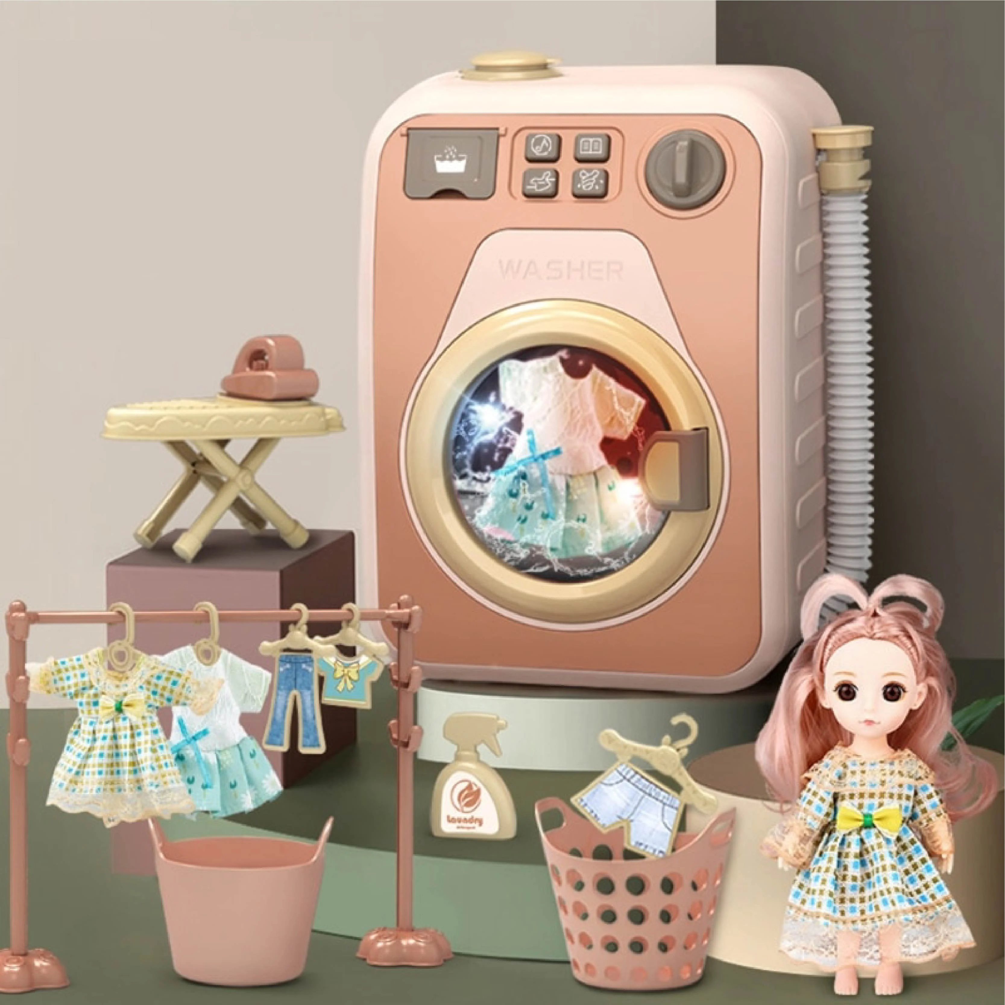 Mini Rotatable Kids Washing Machine Toy - Image 1
