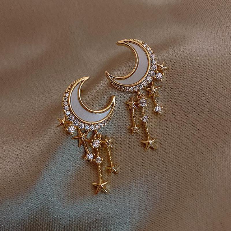 Korean Style Moon Star Earrings - Image 1