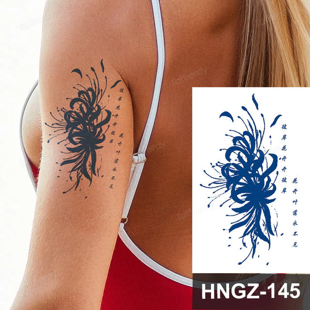 Butterfly Flower Lotus Semi-Permanent Temporary Tattoo - Image 2