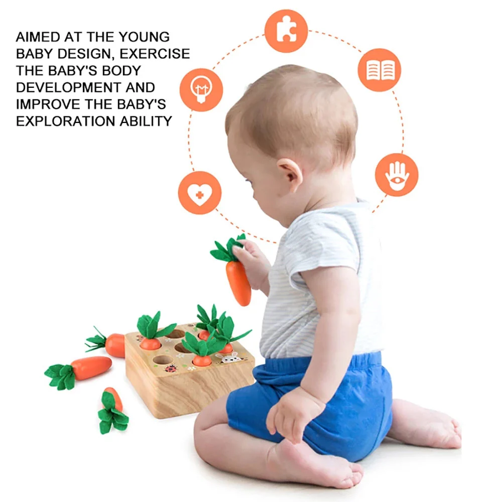 Carrot Picking Wooden Kids Educational Game Toy - Image 2