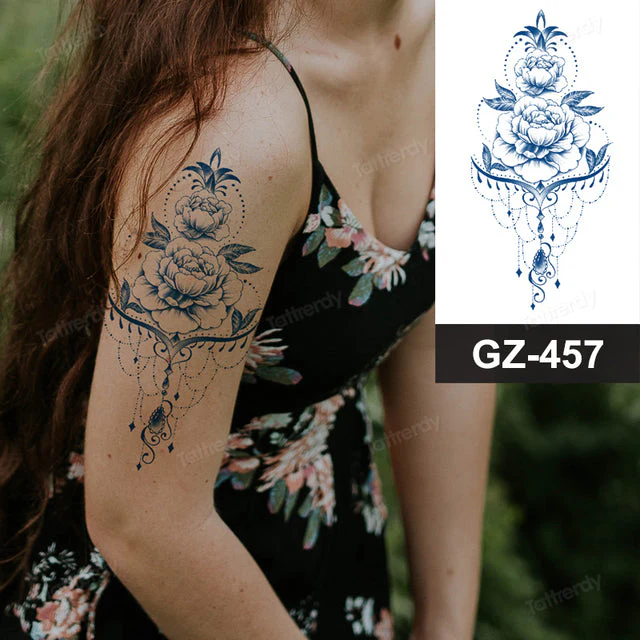 Flower Sleeve Semi-Permanent Tattoo - Image 3