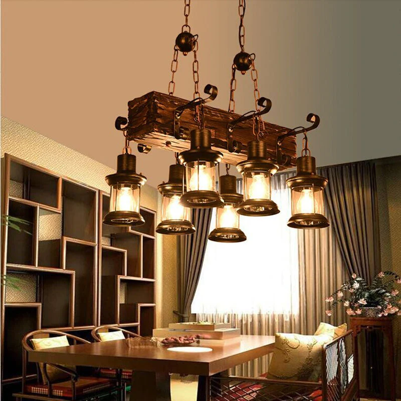 Retro Creative Wood Metal Vintage Pendant Lights - Image 1