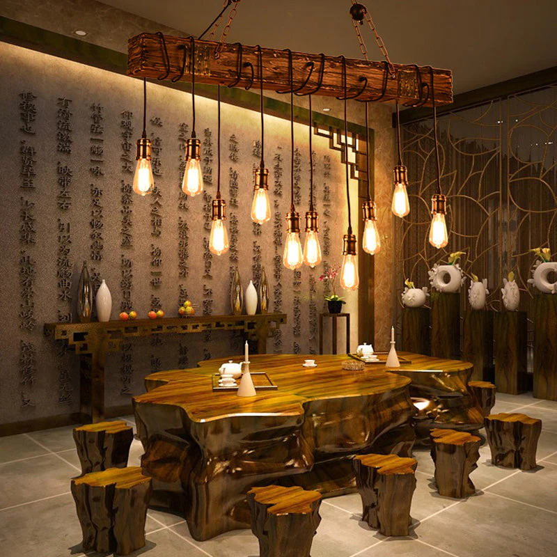 Retro Creative Wood Metal Vintage Pendant Lights - Image 2