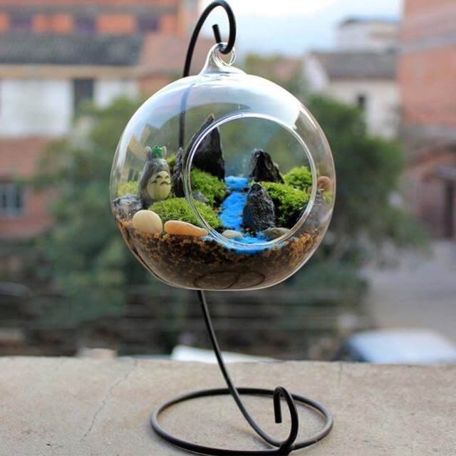 Clear Round Glass Hanging Vase - Image 2