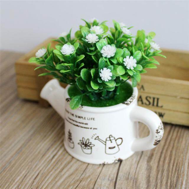 Artificial Plastic Flowers with Ceramics Vase - Image 2