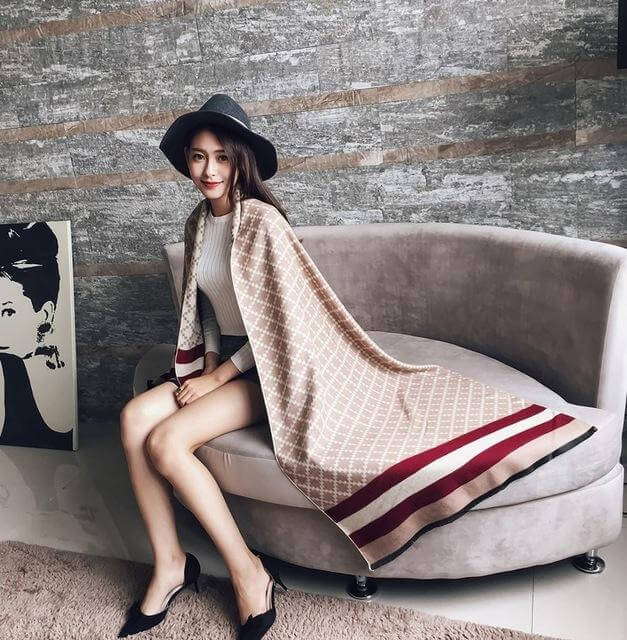 Scarf luxury brand Winter Poncho Pashmina Scarf Women - Image 2