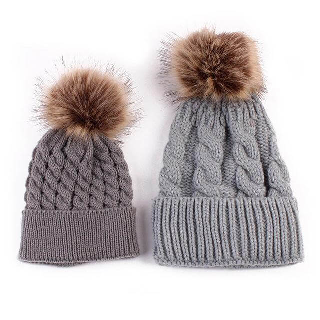 2PCS New Fashion Mommy and Me Winter Warm Hats - Image 2