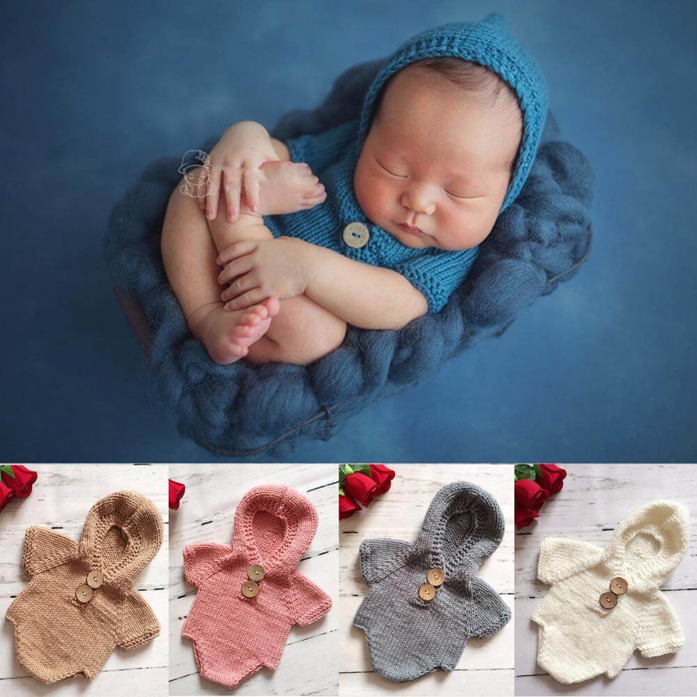 Newborn Baby Crochet Romper Knit Costume - Image 1