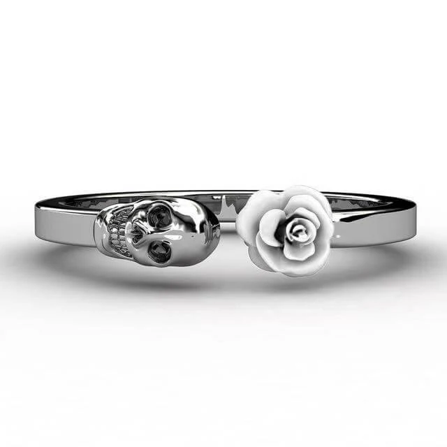 Fashion Skull Stainless Steel Red Rose Ring - Image 1