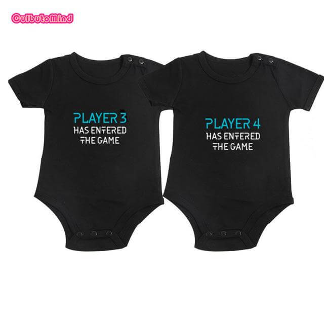 Twins Player 3 and Player 4 Has Entered The Game Set Twins Baby Bodysuits - Image 2