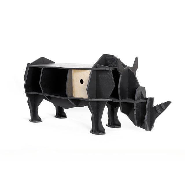 3D self-build puzzle rhino coffee table with organizer - Image 2
