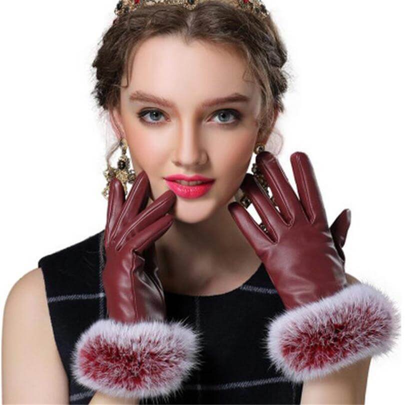 Women Genuine Rabbit Fur Gloves - Image 2