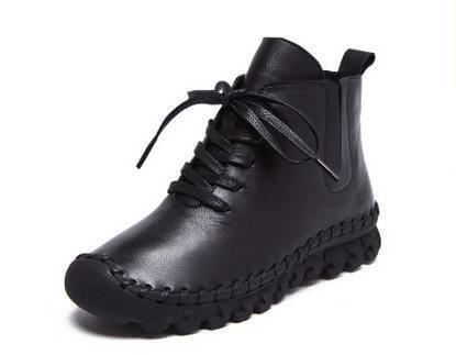 Casual Low Round Toe Leather Winter Shoes - Image 2