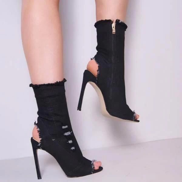 Charming Cute Women Jean High Heels - Image 2