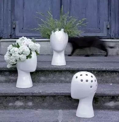 Creative Human Head White Black Decorative Ceramic Vase - Image 3