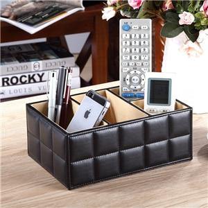 Leather Desktop Laptop Storage Organizer - Image 2
