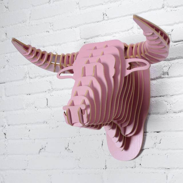3D Wood Bull Heads Home Decoration - Image 2