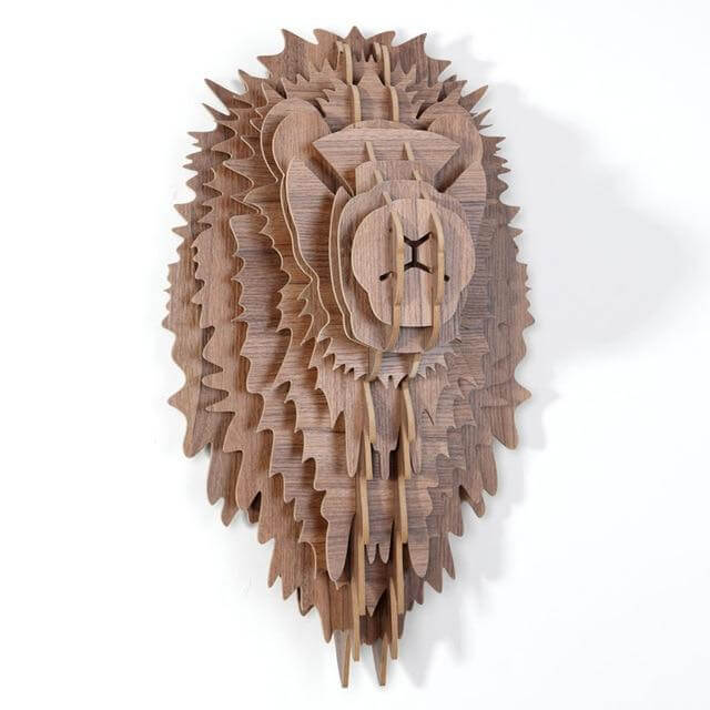 Chinese 3D Wood Lion Head - Image 2