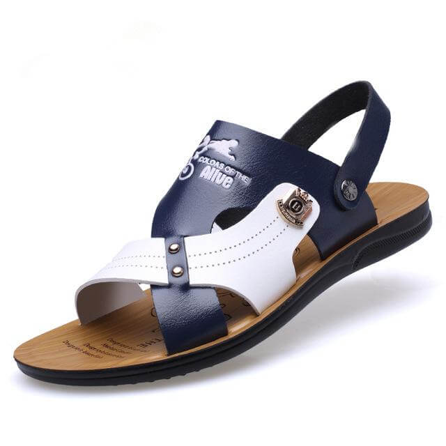 Summer Fashion Men Beach Slippers Breathable Leather - Image 2