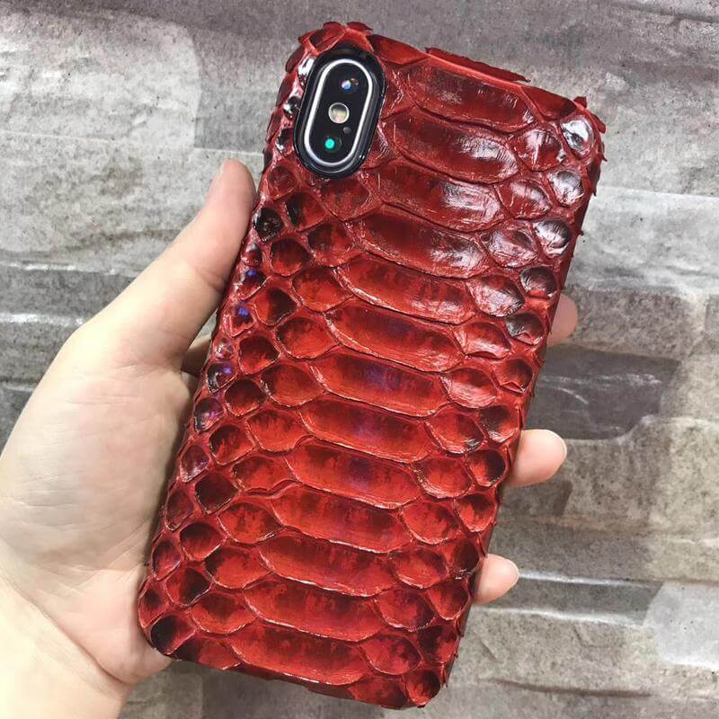 Luxury Genuine Python Skin Leather Case For iPhone X - Image 1