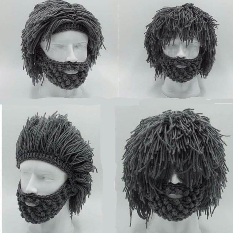 Handmade Knitted Men Winter Hat Mustache - Image 3
