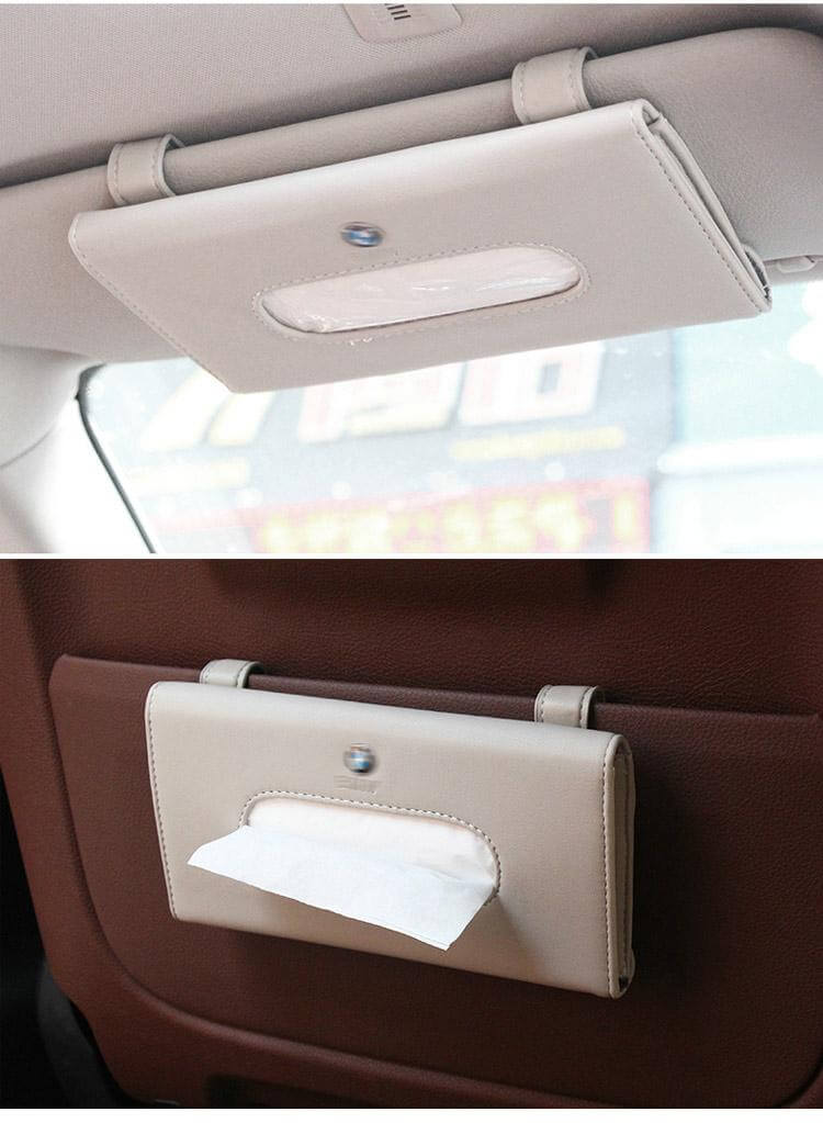 Car Sun Visor Leather Tissue Boxes - Image 3