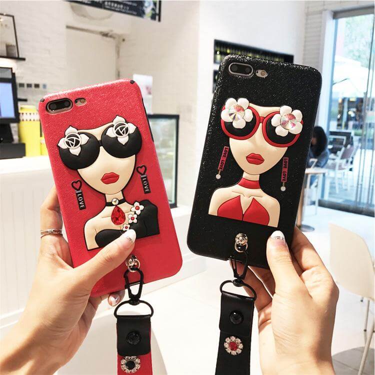 Sexy Sunglasses Iphone Cases with Flower Hand Strap - Image 1
