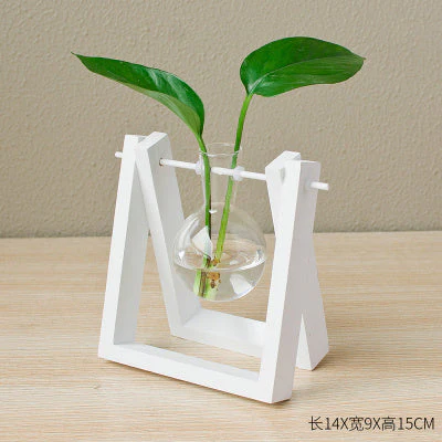 Decorative  Wooden Vase With Wooden Tray - Image 2