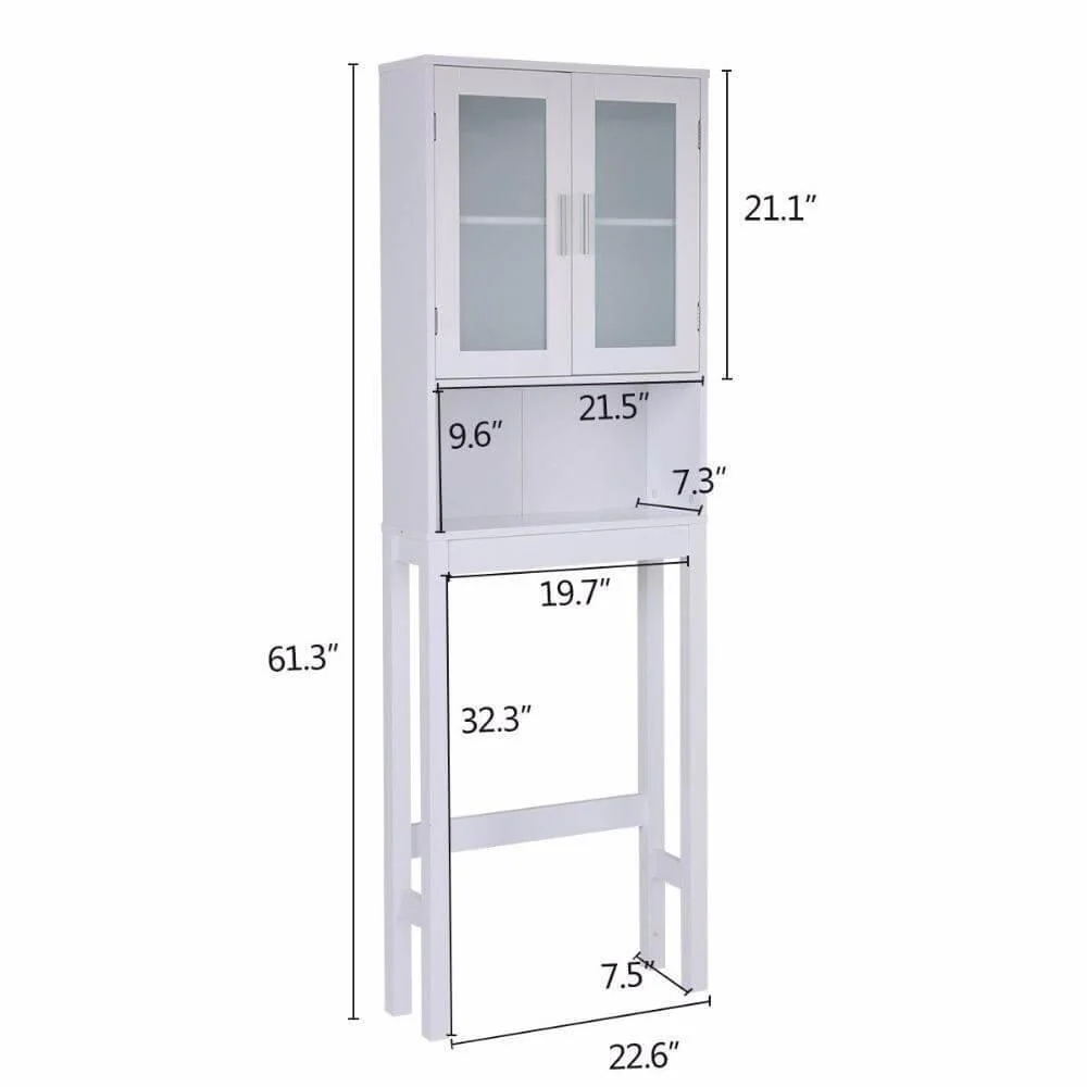 Wooden Over Toilet High Storage Cabinet Spacesaver Organizer - Image 3