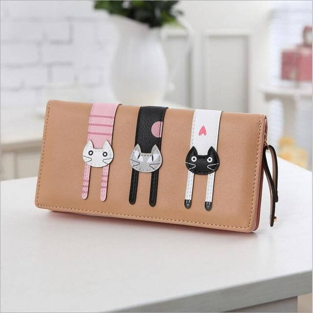 Modern Cat Stitching Zipper Wallet - Image 3