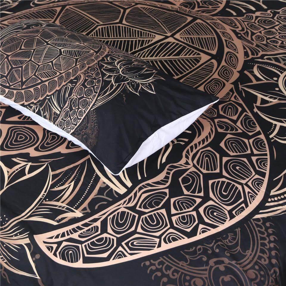 Luxury Turtles Golden Tortoise Comfortable Duvet Cover Bedding Set - Image 3