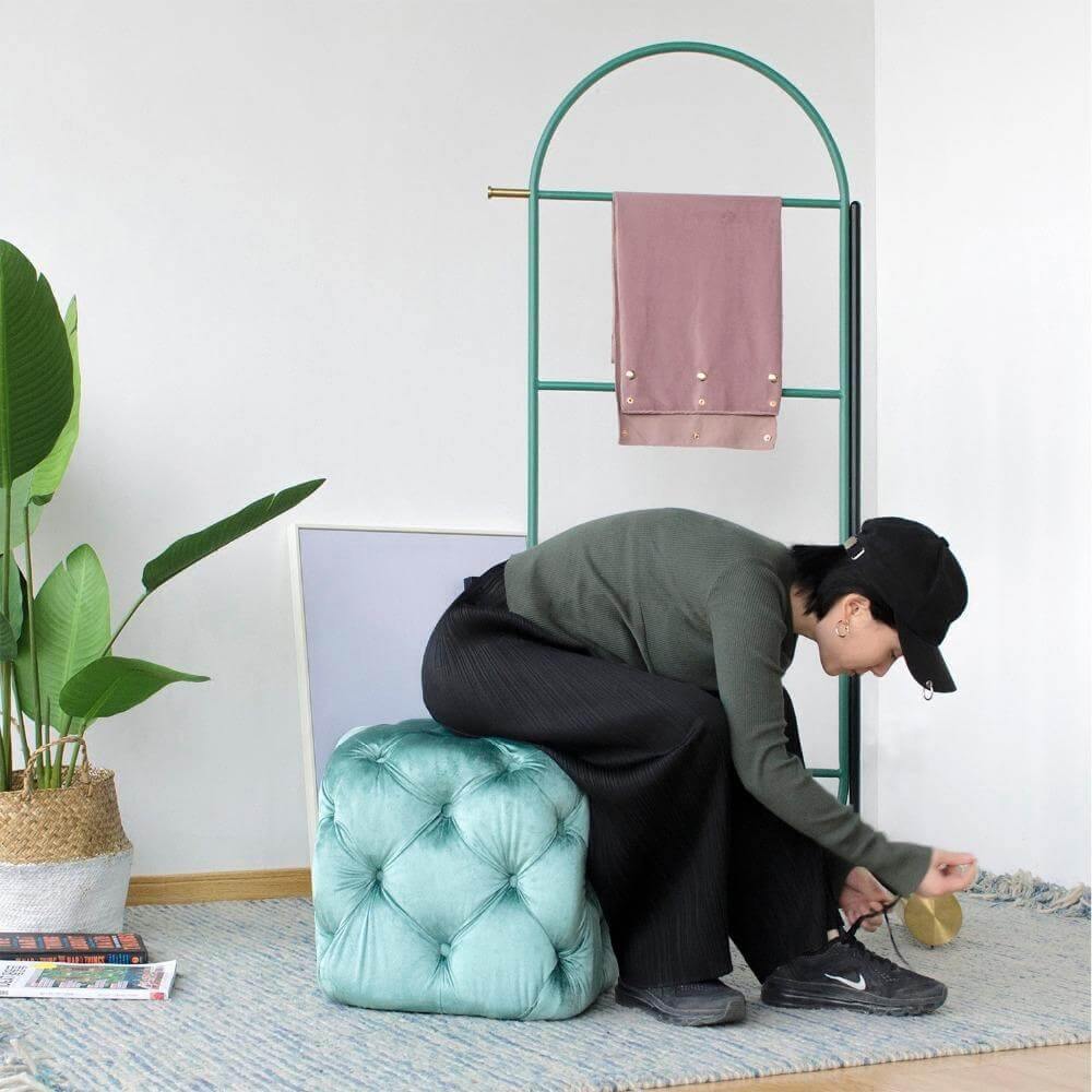 Modern Velvet Ottoman footstool - Image 3