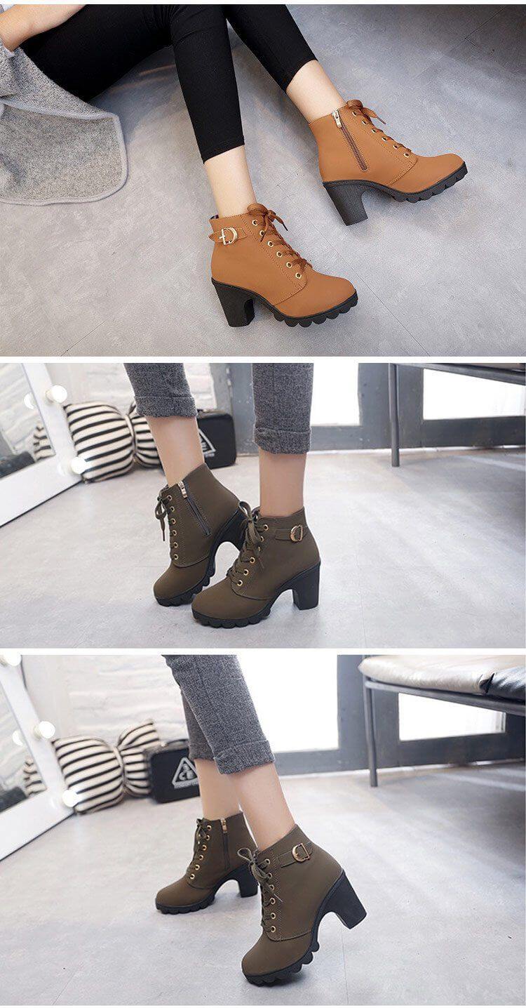 Real Leather High Heels Women Winter Shoes - Image 2