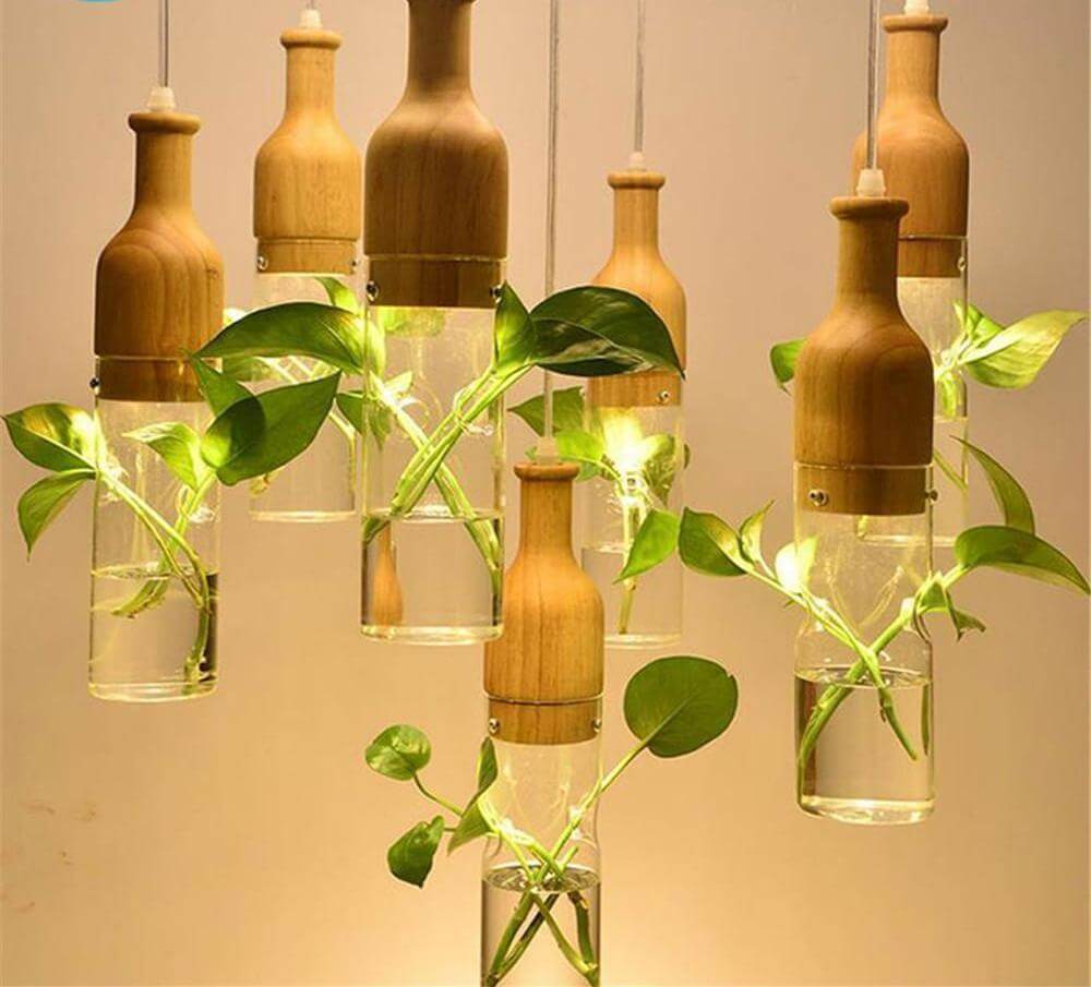 Wooden Modern LED Plant Pendant Lights - Image 3
