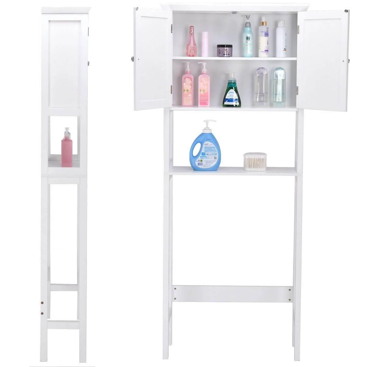 Toilet Storage Space Saver Towel Rack Shelf Modern Bathroom Cabinet Home - Image 3